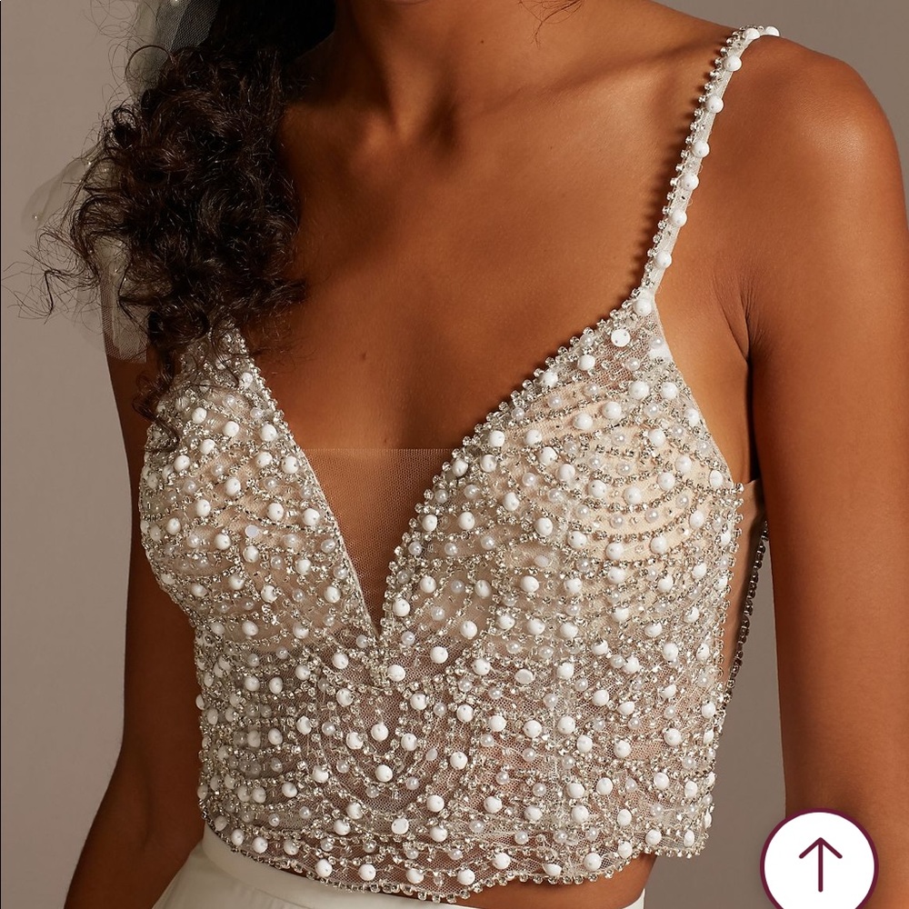 Embellished beaded bridal Spaghetti Strap Wedding Separates Top